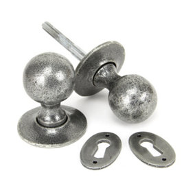 From The Anvil Pewter Round Mortice/Rim Knob Set