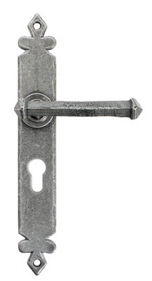 From The Anvil Pewter Tudor Lever Euro Lock Set