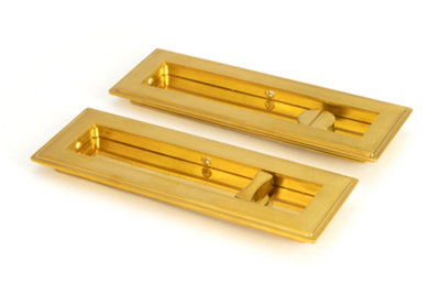 From The Anvil Polished Brass 175mm Art Deco Rectangular Pull - Privacy Set