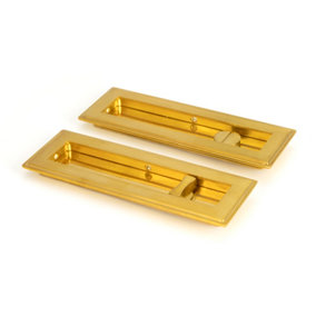 From The Anvil Polished Brass 175mm Art Deco Rectangular Pull - Privacy Set