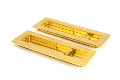 From The Anvil Polished Brass 175mm Plain Rectangular Pull - Privacy Set
