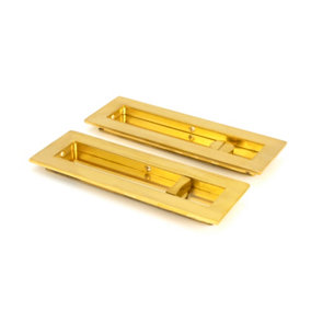 From The Anvil Polished Brass 175mm Plain Rectangular Pull - Privacy Set