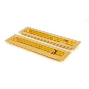 From The Anvil Polished Brass 250mm Plain Rectangular Pull - Privacy Set