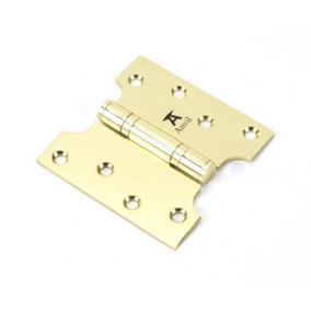 From The Anvil Polished Brass 4 Inch x 2 Inch x 4 Inch  Parliament Hinge (pair) ss