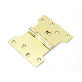 From The Anvil Polished Brass 4 Inch x 3 Inch x 5 Inch  Parliament Hinge (pair) ss