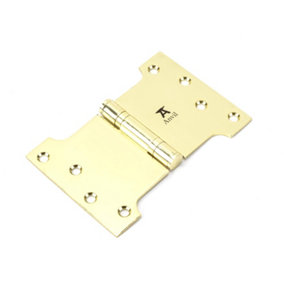 From The Anvil Polished Brass 4 Inch x 4 Inch x 6 Inch  Parliament Hinge (pair) ss
