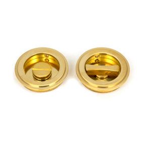 From The Anvil Polished Brass 60mm Art Deco Round Pull - Privacy Set