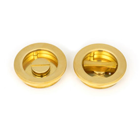 From The Anvil Polished Brass 60mm Plain Round Pull - Privacy Set