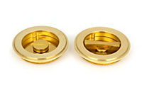 From The Anvil Polished Brass 75mm Art Deco Round Pull - Privacy Set