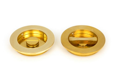 From The Anvil Polished Brass 75mm Plain Round Pull - Privacy Set