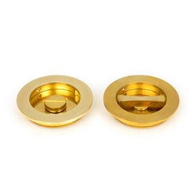 From The Anvil Polished Brass 75mm Plain Round Pull - Privacy Set
