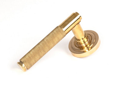 From The Anvil Polished Brass Brompton Lever on Rose Set (Art Deco) - Unsprung