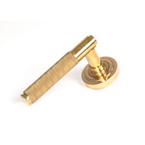 From The Anvil Polished Brass Brompton Lever on Rose Set (Art Deco) - Unsprung