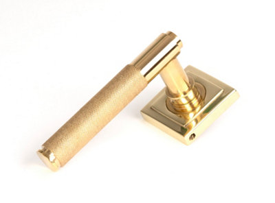 From The Anvil Polished Brass Brompton Lever on Rose Set (Square) - Unsprung