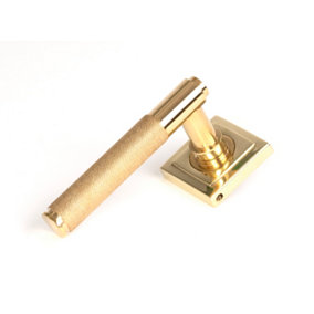 From The Anvil Polished Brass Brompton Lever on Rose Set (Square) - Unsprung