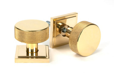 From The Anvil Polished Brass Brompton Mortice/Rim Knob Set Knob (Square)