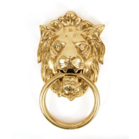 From The Anvil Polished Brass Lion Head Door Knocker