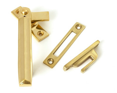 From The Anvil Polished Brass Locking Art Deco Fastener - LH