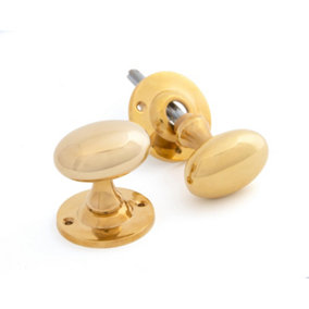 From The Anvil Polished Brass Oval Mortice/Rim Knob Set