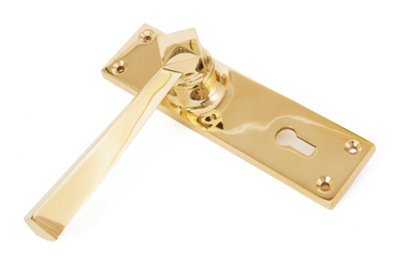 From The Anvil Polished Brass Straight Lever Lock Set
