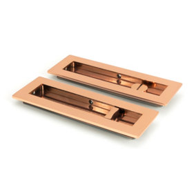 From The Anvil Polished Bronze 175mm Plain Rectangular Pull - Privacy Set