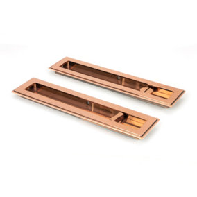From The Anvil Polished Bronze 250mm Art Deco Rectangular Pull -Privacy Set
