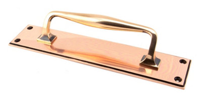 From The Anvil Polished Bronze 300mm Art Deco Pull Handle on Backplate