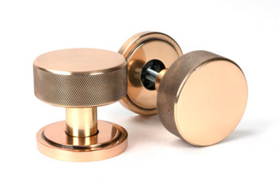 From The Anvil Polished Bronze Brompton Mortice/Rim Knob Set (Art Deco)