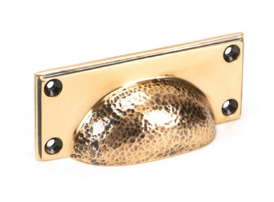 From The Anvil Polished Bronze Hammered Art Deco Drawer Pull