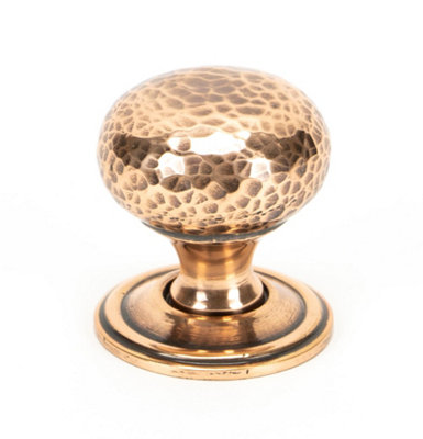 From The Anvil Polished Bronze Hammered Mushroom Cabinet Knob 32mm