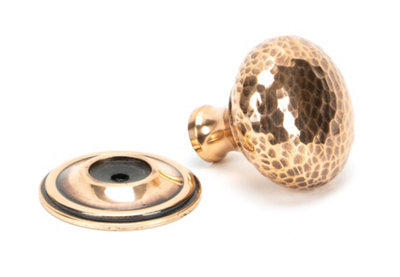 From The Anvil Polished Bronze Hammered Mushroom Cabinet Knob 38mm