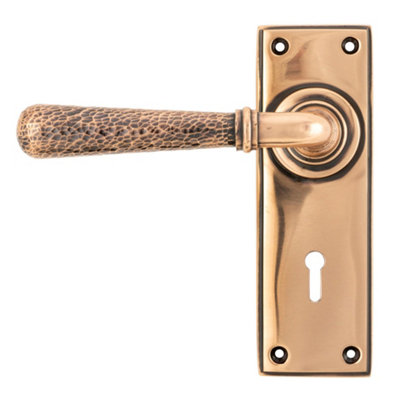 From The Anvil Polished Bronze Hammered Newbury Lever Lock Set