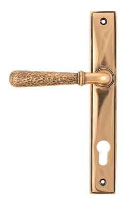 From The Anvil Polished Bronze Hammered Newbury Slimline Espag. Lock Set