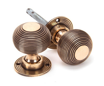 From The Anvil Polished Bronze Heavy Beehive Mortice/Rim Knob Set