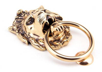 From The Anvil Polished Bronze Lion Head Door Knocker