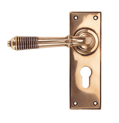 From The Anvil Polished Bronze Reeded Lever Euro Lock Set