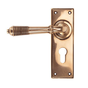 From The Anvil Polished Bronze Reeded Lever Euro Lock Set