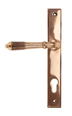 From The Anvil Polished Bronze Reeded Slimline Lever Espag. Lock