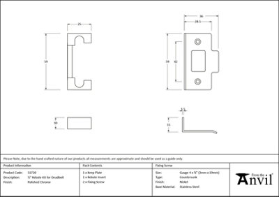 From The Anvil Polished Chrome  1/2" Rebate Kit for Deadbolt
