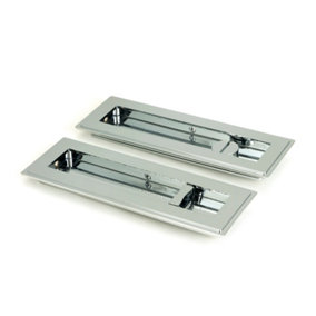From The Anvil Polished Chrome 175mm Art Deco Rectangular Pull -Privacy Set