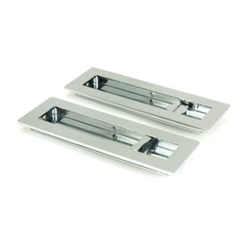 From The Anvil Polished Chrome 175mm Plain Rectangular Pull - Privacy Set