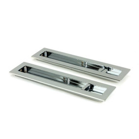 From The Anvil Polished Chrome 250mm Plain Rectangular Pull - Privacy Set