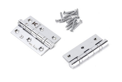 From The Anvil Polished Chrome 3 Inch Ball Bearing Butt Hinge (pair) ss