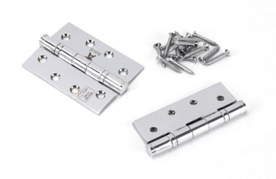 From The Anvil Polished Chrome 4 Inch Ball Bearing Butt Hinge (pair) ss