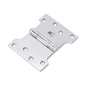 From The Anvil Polished Chrome 4 Inch x 3 Inch x 5 Inch  Parliament Hinge (pair) ss