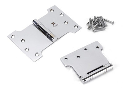 From The Anvil Polished Chrome 4 Inch x 4 Inch x 6 Inch  Parliament Hinge (pair) ss