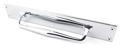From The Anvil Polished Chrome 425mm Art Deco Pull Handle on Backplate
