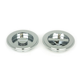 From The Anvil Polished Chrome 75mm Art Deco Round Pull - Privacy Set