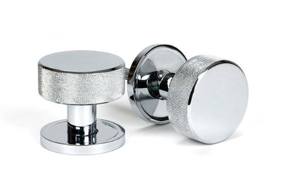 From The Anvil Polished Chrome Brompton Mortice/Rim Knob Set (Plain)