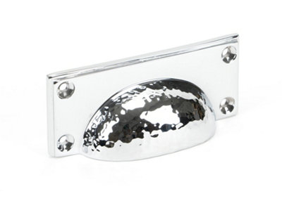 From The Anvil Polished Chrome Hammered Art Deco Drawer Pull